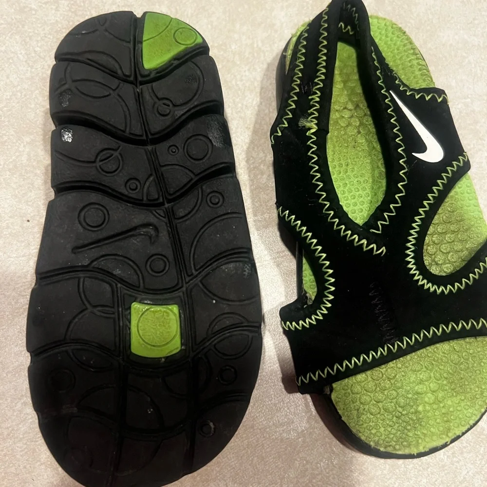 Nike Kids Black & Lime Green Slip-On Water Sandals